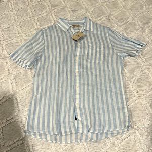NWT - Faherty Mens Linen Button Up Shirt - Medium